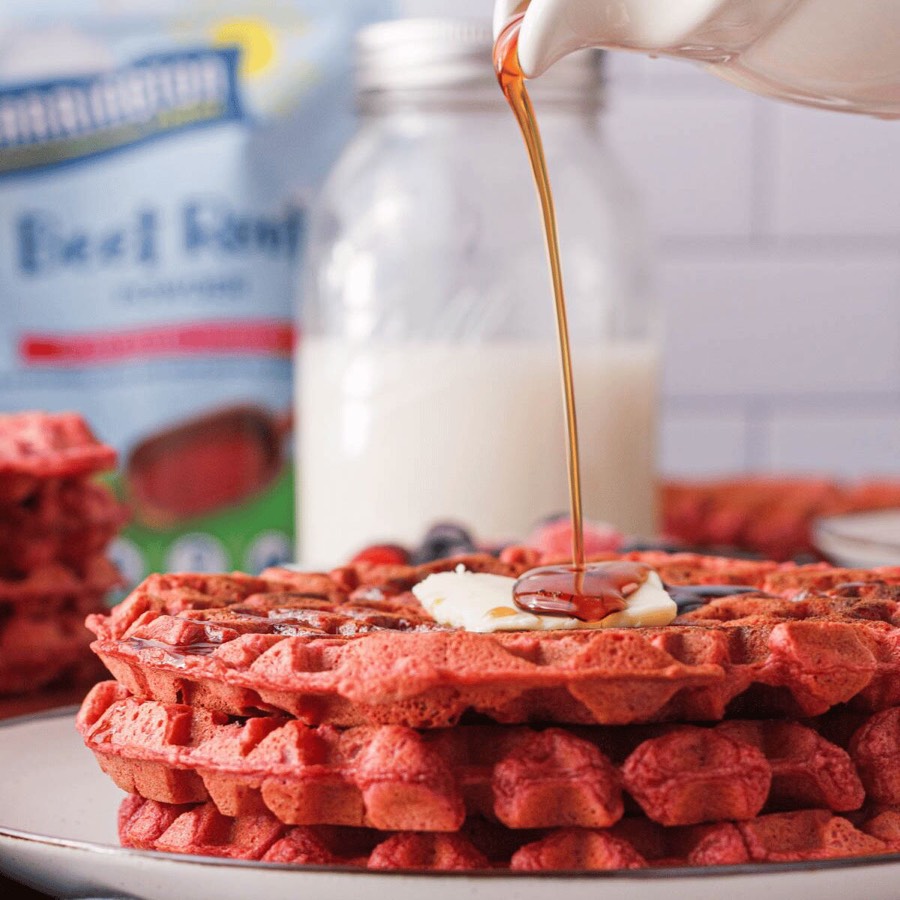 Naturally Pink Waffles (thanks to Beetroot Powder!)